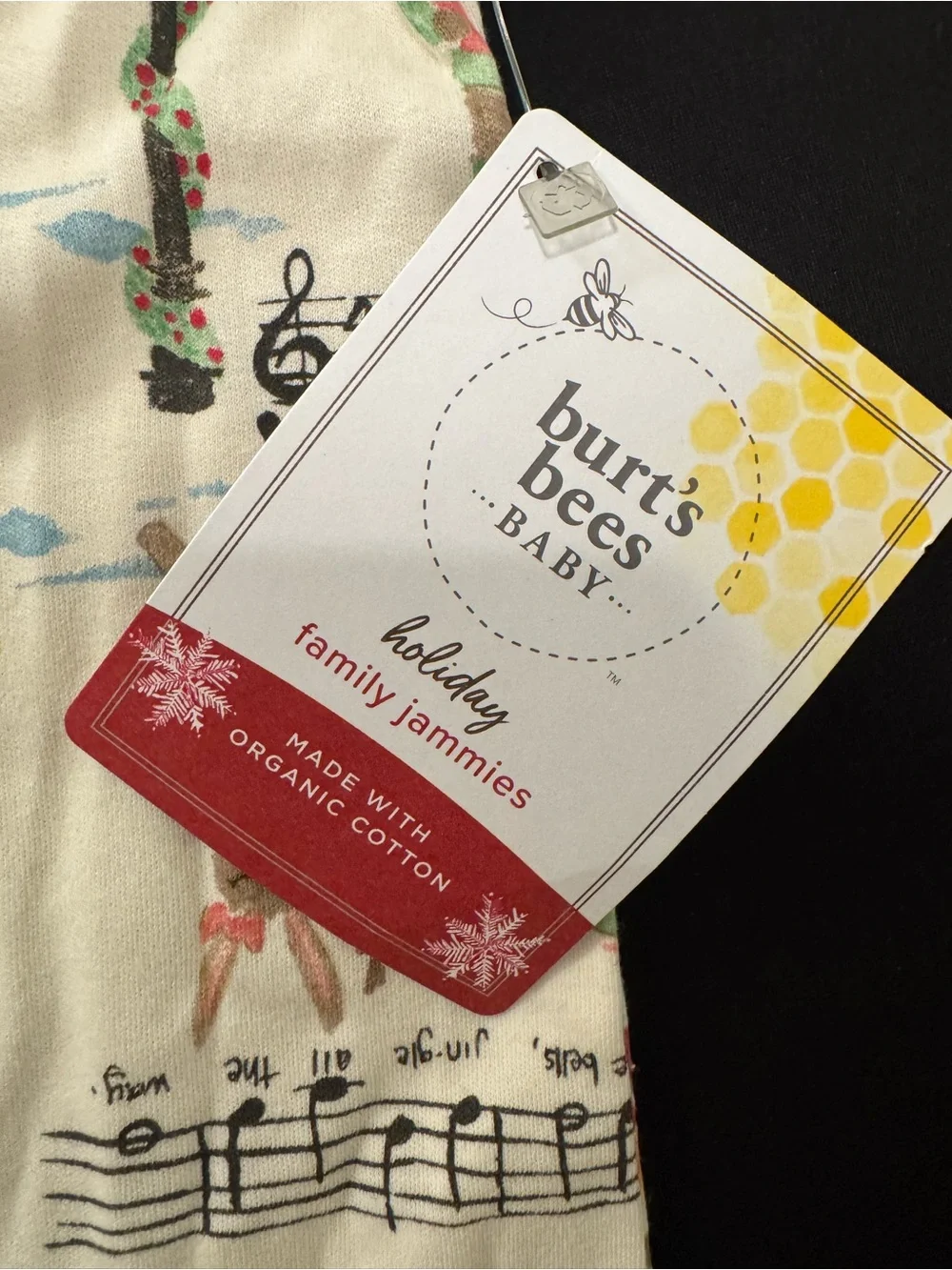 burt's bees baby Cream Musical Print Footed One-Piece